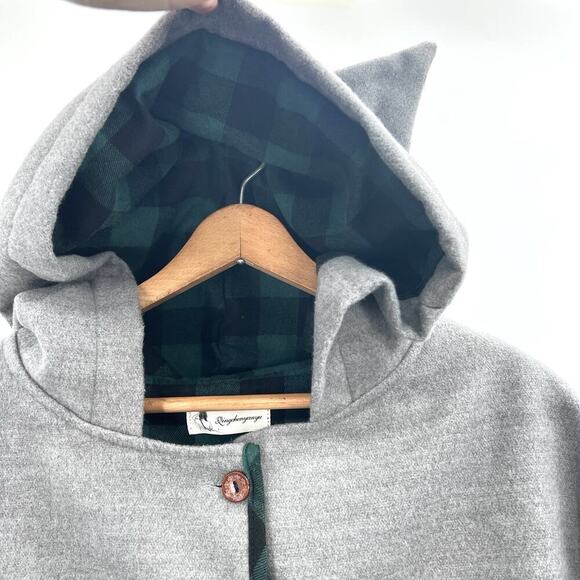 Lingchenyanyu Gray Wool Cat Ears Hooded Cape Coat Kawaii Womens Medium - Picture 5 of 9